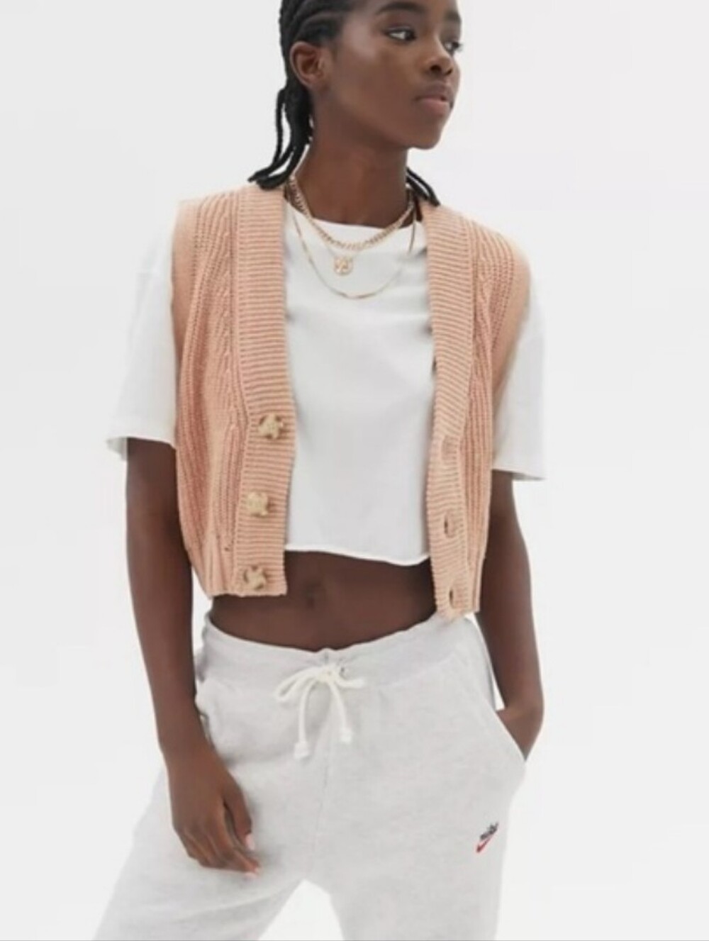 Urban Outfitters BDG Distressed Cropped Sweater Vest Relaxed Fit
